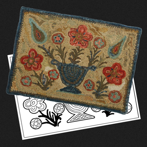 Flowers in Vase Rug Kit or Pattern - Light Background