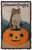 Halloween Greeting Owl & Pumpkin Postcard Rug Pattern